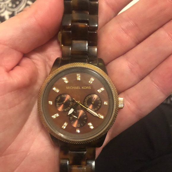 Michael kors steel jet tortoise shell wristwatch - Picture 4 of 5